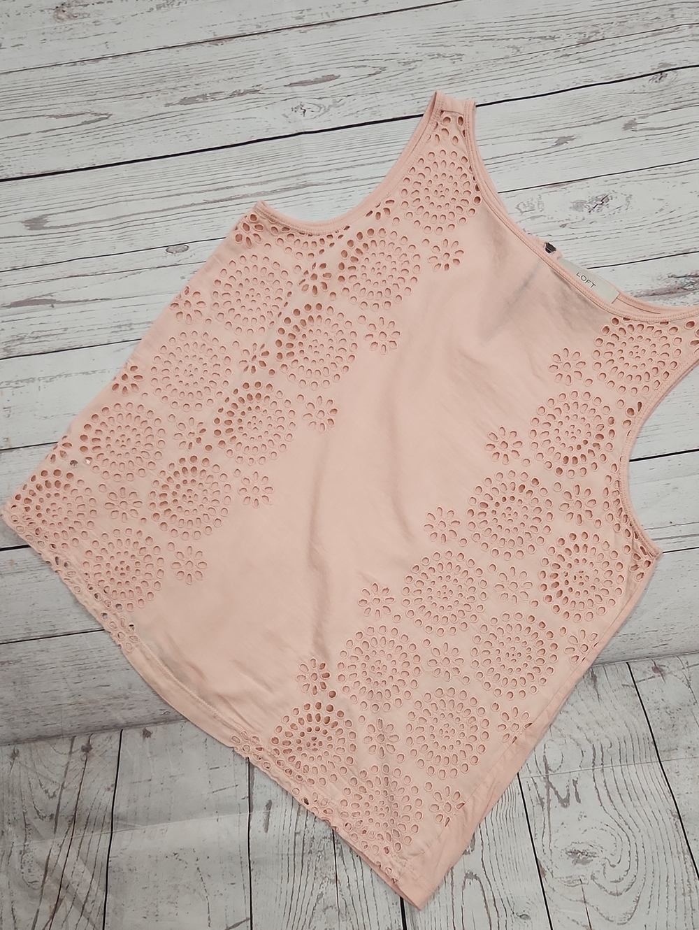 LOFT Soft Pink Eyelet Cutout Tank Top